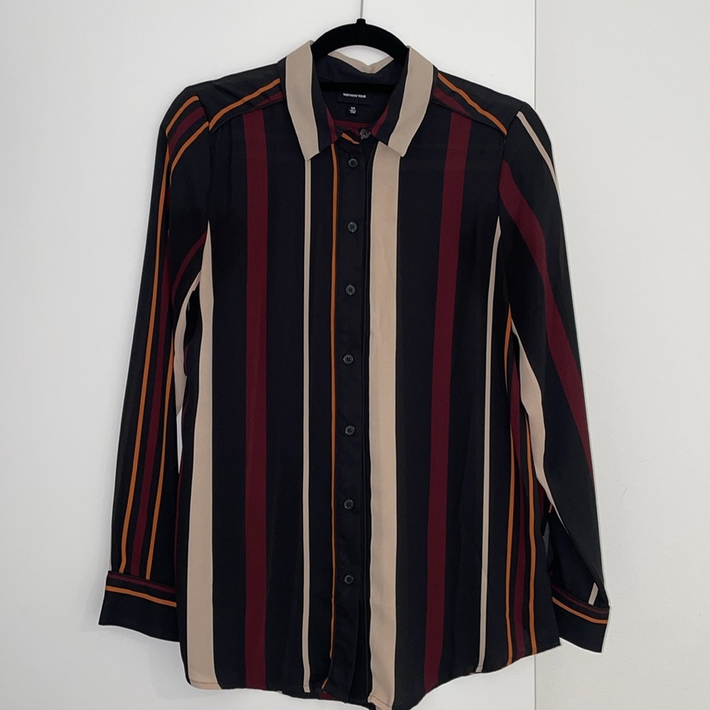 Who What Wear Semi-Sheer Button Down Top